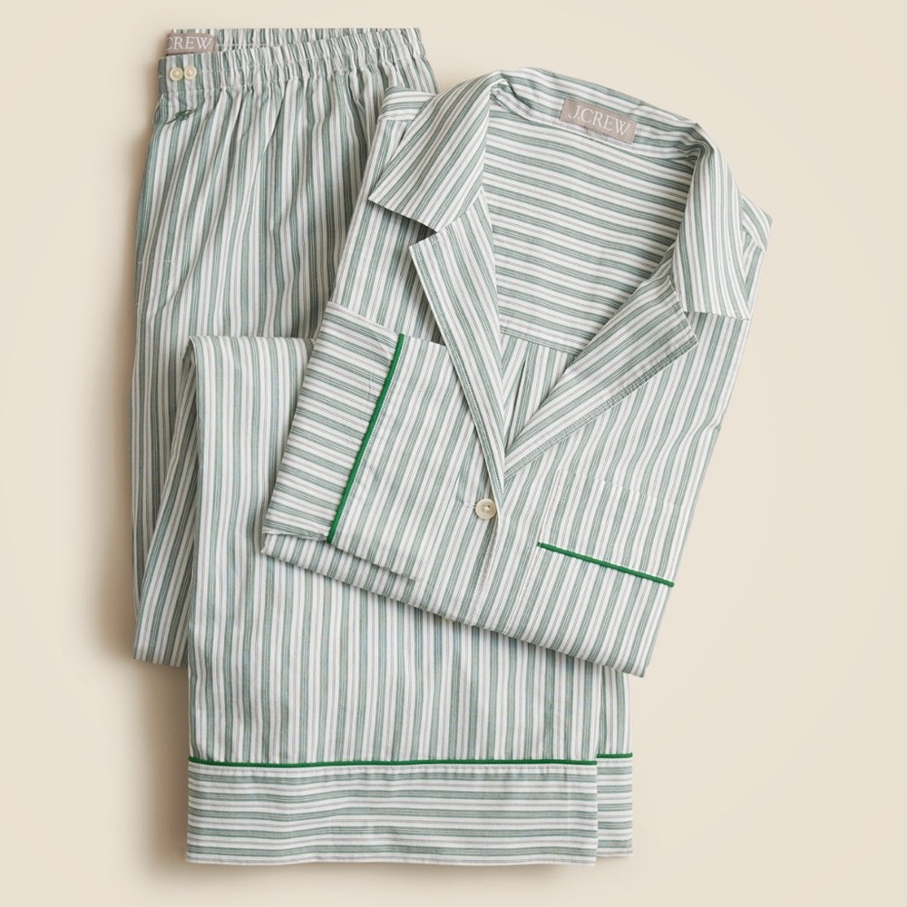 Long pajama set in striped cotton poplin - J.Crew